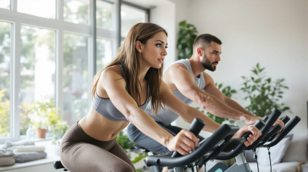 exercice sur home trainer