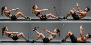 exercices abdos elastique