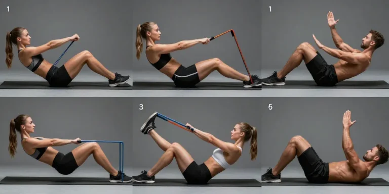 exercices abdos elastique