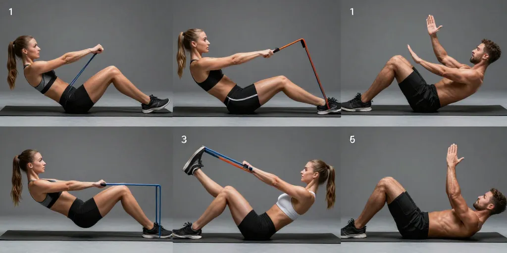 exercices abdos elastique